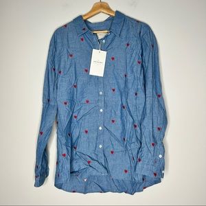 NWT Sezane Ann Embroidered Button Up